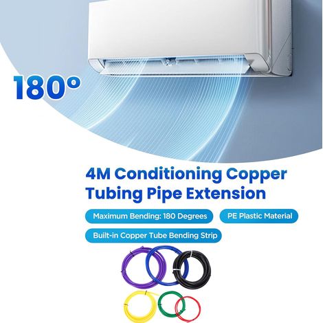 Lot de 6 rallonges de tuyau en cuivre de conditionnement de 4 m, bande de cintrage en tube de cuivre intégré, mini ligne fendue, kit de cintreuse de tuyau de climatisation