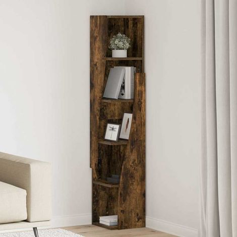 Meuble d'angle Chêne fumé 27,5x27x140cm Bois d'ingénierie vidaXL