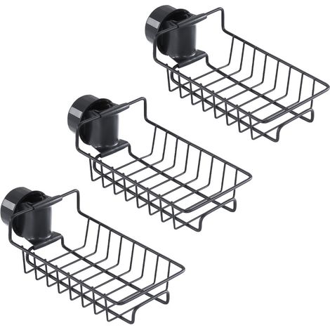 Set de 3 tablettes de douche en Ne nécessite aucun perçage Pour barres de de 18 27 mm Acier Inoxydable Noir (1/4)