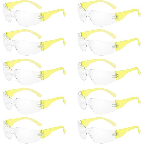 Lot de 10 paires de lunettes de protection — Lunettes de sécurité et masques de protection oculaire pour le travail et le laboratoire — Modèle robuste (1/4)
