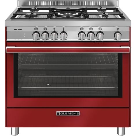 Glem Gas ST965MRS Cucina 90cm 5 Fuochi Gas Forno Elettrico 104L Rosso e Inox (1/3)