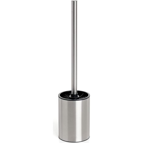 Brosse WC Satin, Faite d'acier Inoxydable, Seau intérieur en polypropylène, Brosse Noire, sans BPA, Métallisé. Mesures 9 x13x 38 cm (1/4)