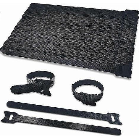 Colliers de serrage 100pcs Scratch Cable Ties Tape 200mmx12mm Sangle de gestion de câble réutilisable Facile à couper pour ranger et organiser tous les câbles, 12mm de large Non- (1/5)