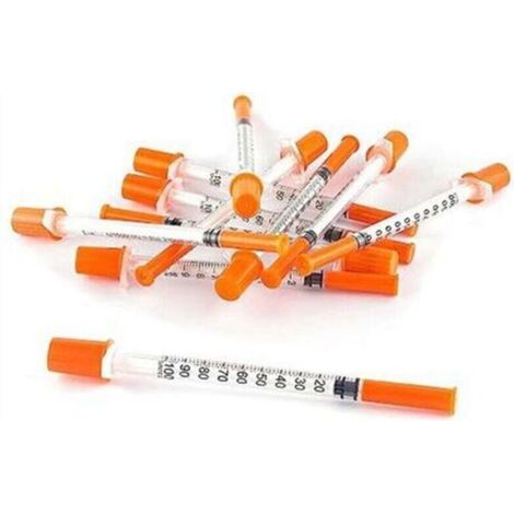 Seringue 1 Ml/Cc avec Aiguille 30G 0,5 Pouce - Orange (30G-13 Mm-100Pack)