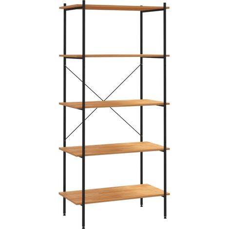 vidaXL Scaffale con 5 Mensole Nero e Rovere 80x40x163 cm (1/5)