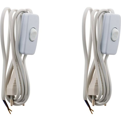 Lot de 2 cordons + interrupteur luminaire 1,5m - blanc - Zenitech (1/5)