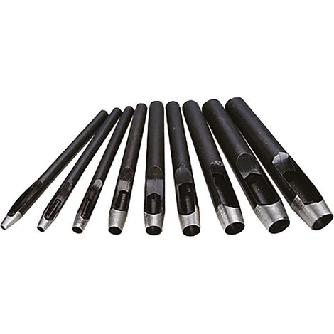 Terre Jardin – Emporte-pièces à frapper en acier – Jeu de 9 pièces avec diamètres de 2,5 à 10 mm – Longueur 8/9 cm – Coffret inclus