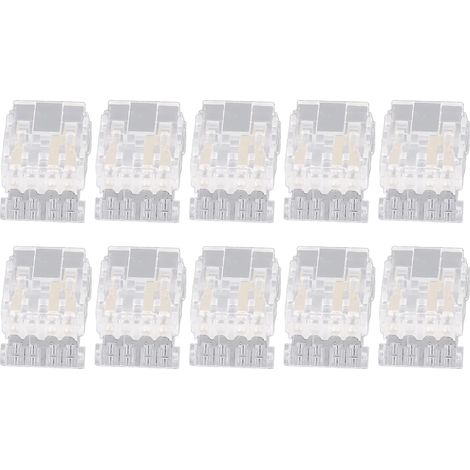 10Pcs COB LED Strip to Wire Connector 10mm 3Pin Transparent Solderless LED Light Strip Connectors for Home School Office