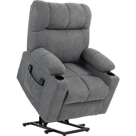 Sillón relax eléctrico elevador gris con masaje, calor y mando (1/5)