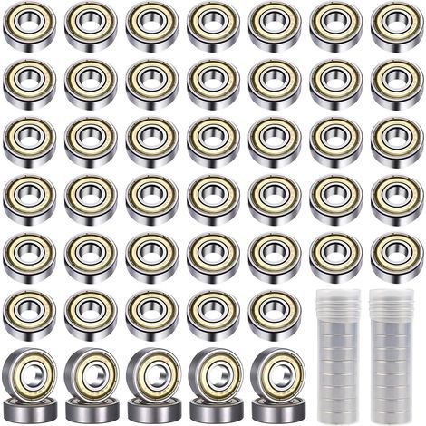 50 Pièces Roulement 608ZZ, 8x22x7mm Roulements à Billes 608 ZZ Roulements Métal Double Blindage Roulement pour Skateboards, Rollers, Rollers en Ligne (1/5)