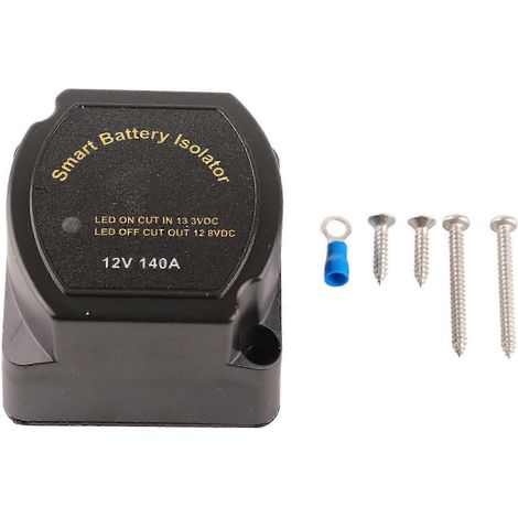 Automatisches Batterieladerelais 12V 140A, spannungsabhängiger Batterietrenner, Installationszubehör, Verkabelungssatz für Wohnmobile und Boote (1/4)