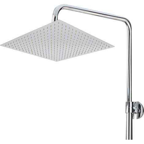 YISSALE -Pommeau de douche et douche de pluie carré 40 x 40 cm en acier inoxydable, buses autonettoyantes, raccord 3/4 pouce et filtre intégré, rotatif à 360°, argenté (1/5)