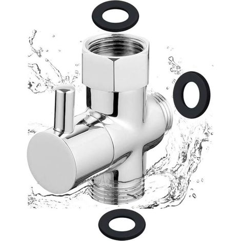 Valve 3 Voies Douche G1/2" Vanne De Commutation En Laiton 3 Voies Valve Douchette Composants De Douche T Adaptateur Pour Remplacement Système De Douche Wc Cuisine Salle De Bain (1/4)