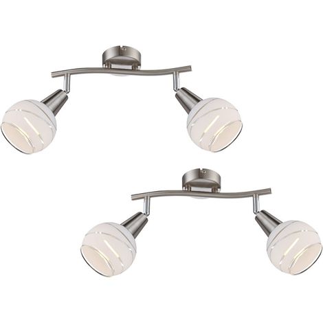 2er Set LED Deckenstrahler 2-flammig, Glasschirme satiniert, Breite 28cm (1/2)