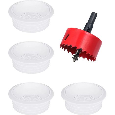 4 pièces Couvercle de Trou de Câble en Métal 60 mm, Passe Câbles Bureau Oeillet,Cable Couvercle de Trou de Câble,pour Organisateur de Fil de Table d'Ordinateur, Blanc (1/5)