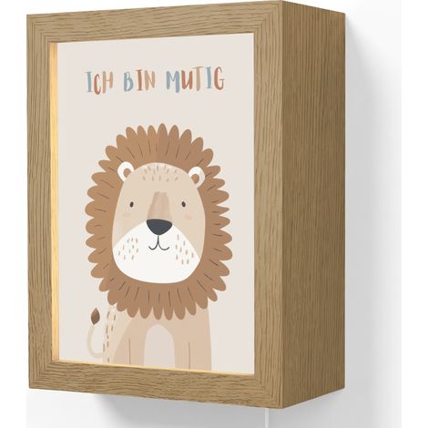 APPLIQUE MURALE Lion - Beige - Animal - Courageux - Citation 15x20 cm (1/5)