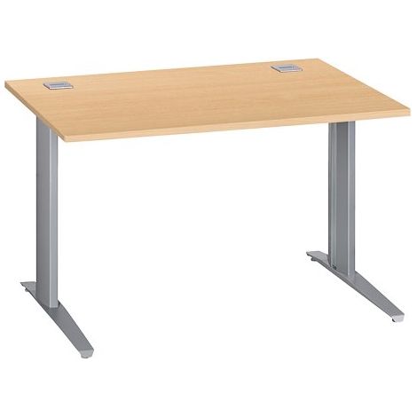 Bureau droit hêtre L 120 cm piètement 'L' métal aluminium Essens - Maxiburo