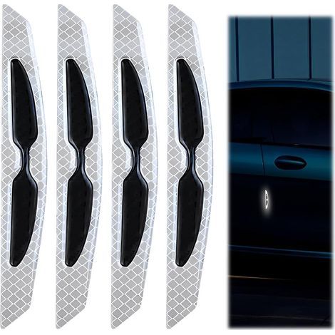 CCYKXA Set of 4 white car door protection stickers, reflective for night, usable on all types of cars. (1/5)