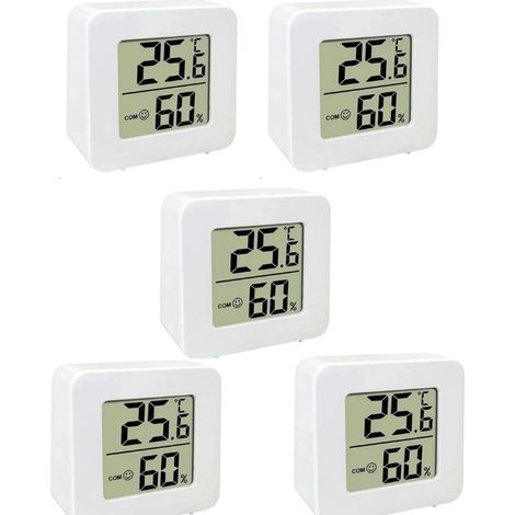 Confezione da 5 pezzi di termometri da interni, termometri digitali per ambienti, igrometri intelligenti LCD (1/5)