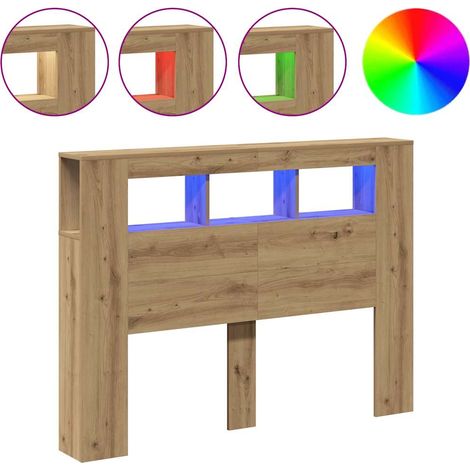 Maison Exclusive - Cabecero LED madera ingeniería roble artisan 1