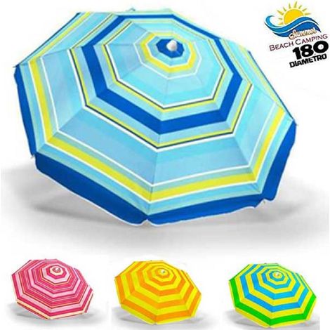 TRADE SHOP - Ombrellone Mare Spiaggia Diametro 180 Cm Con Snodo Tessuto In Polyest Palo 32mm -