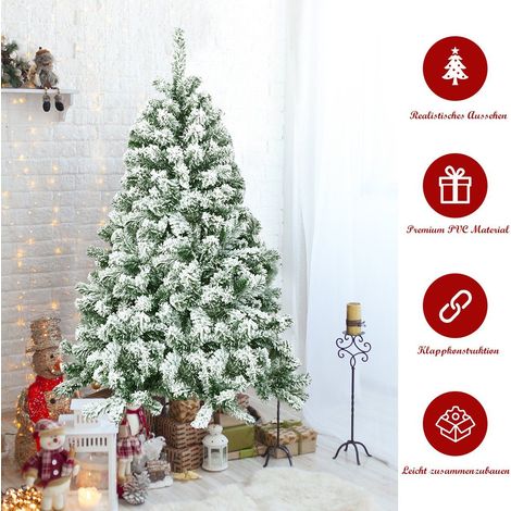Albero di natale artificiale innevato 180 cm aghi in pvc