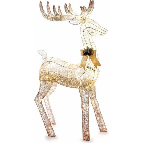 Renna Natalizia Luminosa Renna in Metallo con Luci Led Decorazione Natalizia per Casa Vetrine e Negozi Idea Regalo per Natale Uso Interno ed Esterno (1/4)