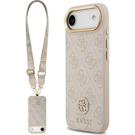 Funda Guess 4G Strass Logo & Big Strap Metal Buttons MagSafe para iPhone Air (rosa)