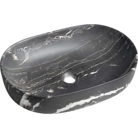Sapho - Lavabo sobre encimera Caleo, 60 x 42 cm, sin rebosadero, sin orificio para grifo, mármol carnico CA590CM (1/5)