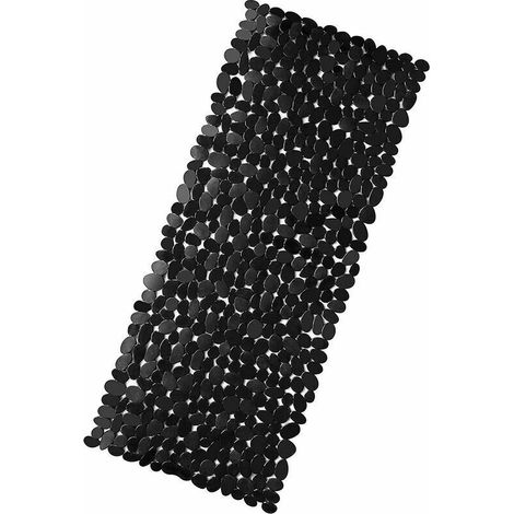 Tappetino doccia antiscivolo, tappetino da bagno per bambini con ventose, antimuffa, tappetino doccia a ciottoli, lavabile in lavatrice, senza ftalati e lattice, extra lungo 88 x 40 cm, nero (1/5)