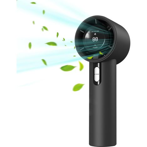 Small portable rechargeable fan, personal cooler with digital display, 100 high-speed blower, black