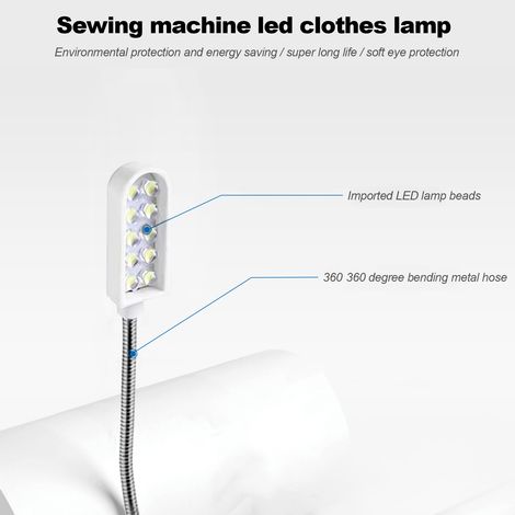 Flexible LED-Leuchte mit 10 superhellen LEDs für Multifunktions-Nähmaschinen mit Magnetfuß und Ein-/Ausschalter (1/3)