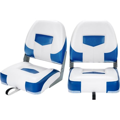Set di 2 sedili per barca 50 x 42 x 52 cm design imbottito confortevole pieghevoli PVC blu e bianco 200013593