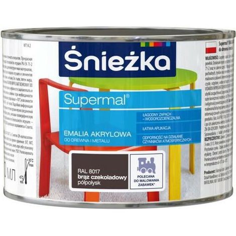 Esmalte acrílico Supermal para madera y metal RAL8017 marrón chocolate semibrillante 0,4 l (1/2)