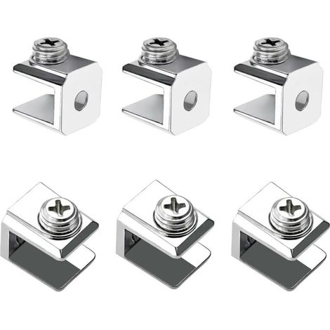 16 Pièces Pince à Verre, Support de Verre Réglable, Pince Support en Alliage de Zinc, Pince de Fixation pour Verre de 3-8mm D'épaisseur, Avec Vis (1/4)