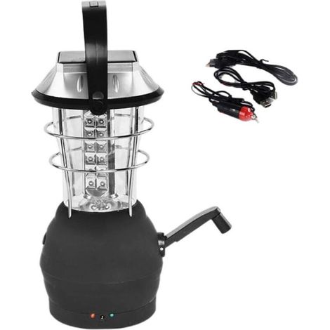 Lanterne de camping à LED pour ouragan, urgence, tempête, lampe de tente à manivelle d'urgence rechargeable USB