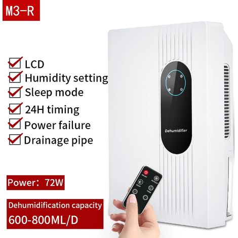 (M3-R) Déshumidificateur électrique, séchoir à air, purificateur d'air, usage domestique silencieux, déshumidificateur 2,5 L (1/4)