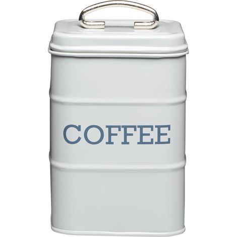 KitchenCraft - Recipiente para Café Estilo Vintage, Acero Inoxidable, 11 x 17 cm, Latas para Té y Azúcar a Juego Disponibles - Gris Francés