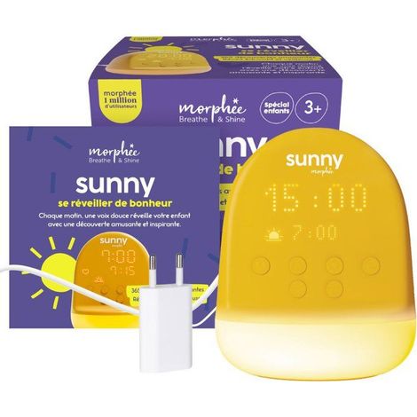 Children's Alarm Clock - MORPHÉE - SUNNY - 365 Audio Discoveries - Educational Night Light - Yellow (1/3)