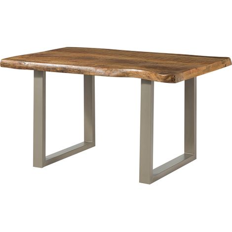 FREEFORM 5 tavolo da pranzo in legno di mango - verniciato natur / gambe in ferro U argento matt 140x90