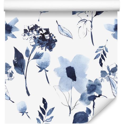 Papel pintado moderno con estampado floral para salón y dormitorio, 50x1000 cm. (1/5)