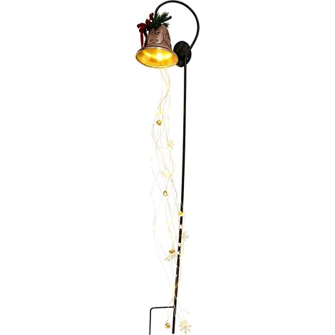 Solarbetriebene Lichterkette im Kaskadendesign mit Glöckchen, warmweißen LEDs, automatischer Dämmerungsaktivierung, Erdspieß, wetterfeste Außendekoration für Rasen, Einfahrt und Veranda (1/5)