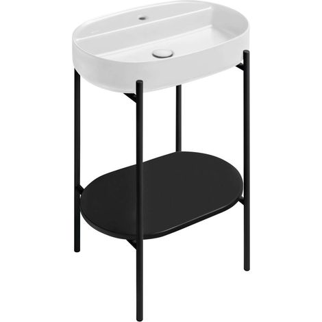 Sapho Puno - Pedestal con lavabo, blanco/negro SKA590-2-01 (1/4)
