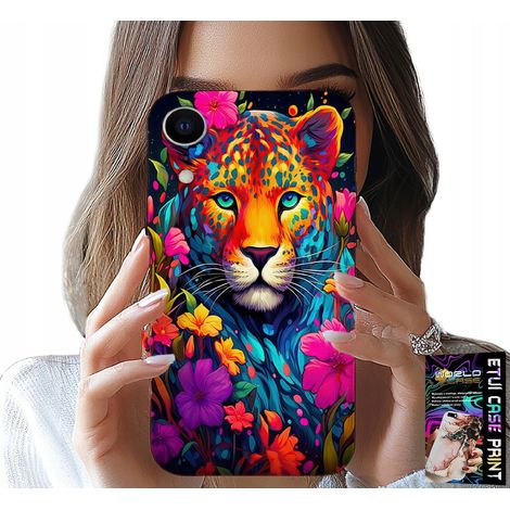 Hülle für iPhone XR – florales Tigermuster + Folie (1/5)