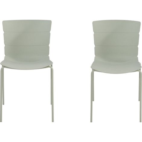 Bali Kitchen Chairs(Set of 2) - Plastic/Metal - L50.5 x W47 x H81 cm - Light Green/Black - Flat Packed