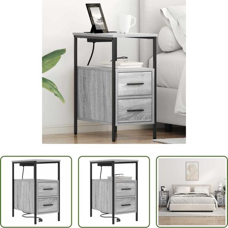 vidaXL Schrank - Nachttisch Graues Sonoma 30 x 48 x 61 cm Holzwerkstoff (1/5)