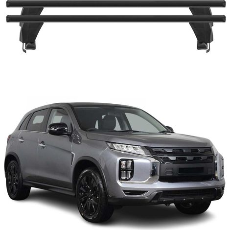OMAC Dachträger Querträger Alu für Mitsubishi ASX mk2 2023-2026 – Abschließbar – T-Nut – City-Crash-getestet – Max. 50 kg Schwarz (1/5)