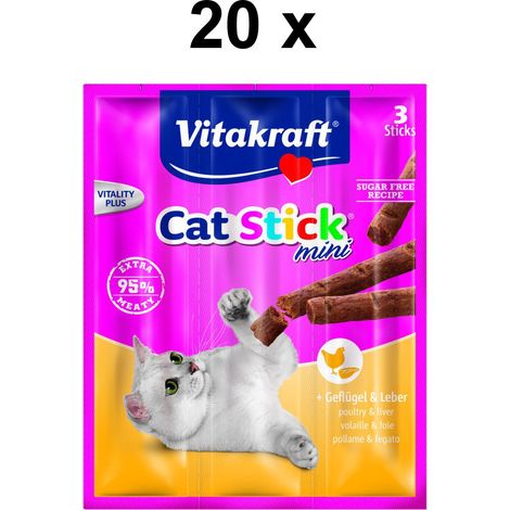 Vitakraft Friandise pour chats Cat-Stick mini Volaille & Foie - 60 x 6 g