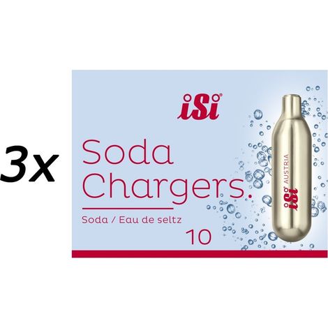 iSi Soda Chargers Sodakapseln 10 Kapseln - Für sprudelndes Wasser 84g (3er Pack)