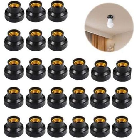 24 Pcs Douille Ampoule Plafond E27 à Visser de Chantier, Base Plafonnier Culot E27, Support de Lampe Plafonnier a Encastrer, pour Ampoules à Incandescence, Lampes Halogènes